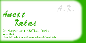 anett kalai business card